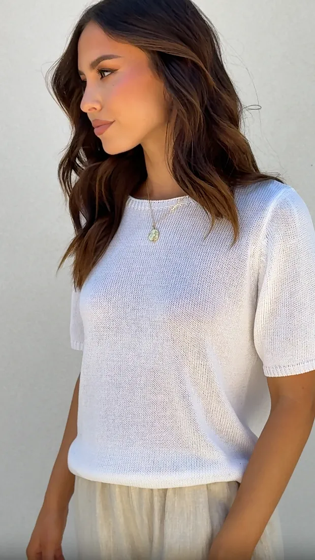 Summer Tee - White Tencel Blend Material High Elasticity