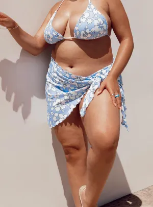 Rash Free Surface Texture Paradise Sarong Blue Floral Curve
