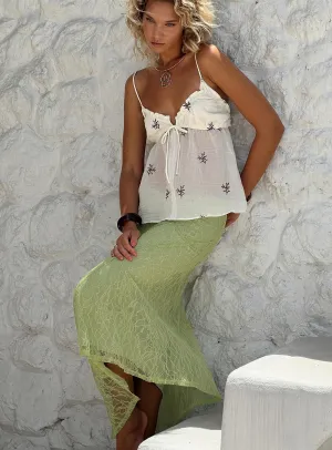 Urban Edge Dreamcatcher Lace Maxi Skirt Green
