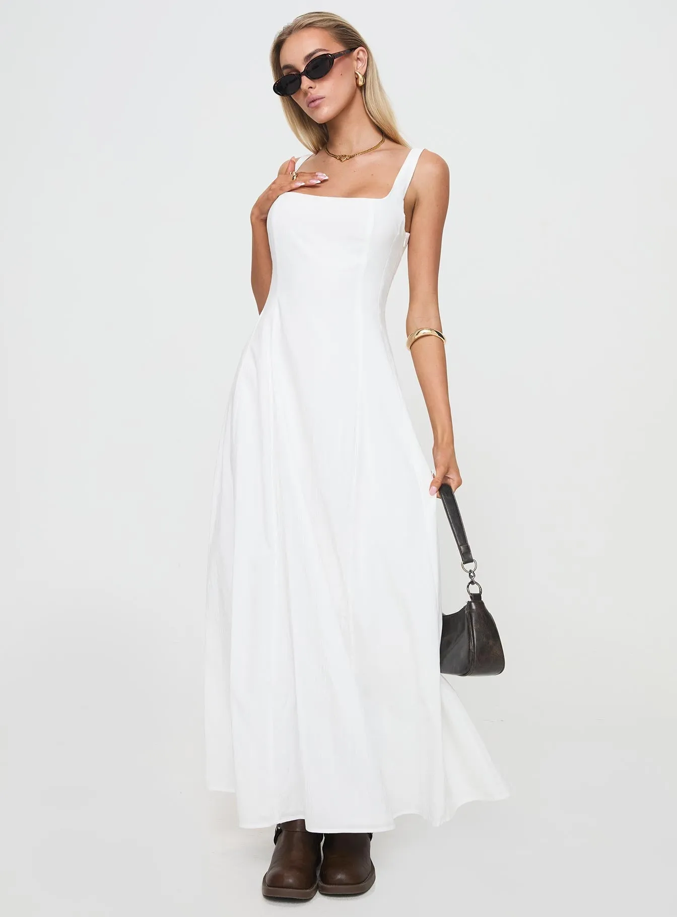 You Can Maxi Dress White Puff-Sleeve Elegant Touch
