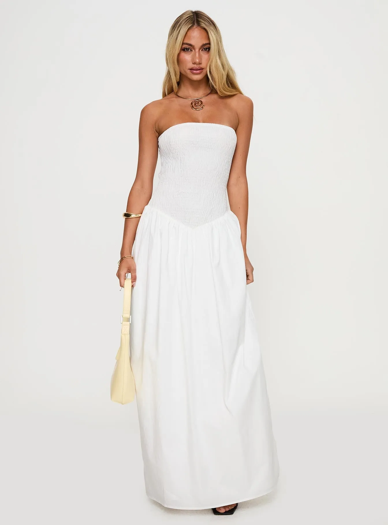 Natural Tones Percie Strapless Maxi Dress White