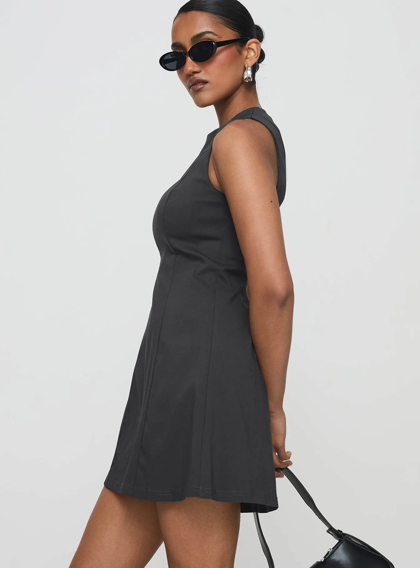 Fitted waist Geraldine Mini Dress Grey