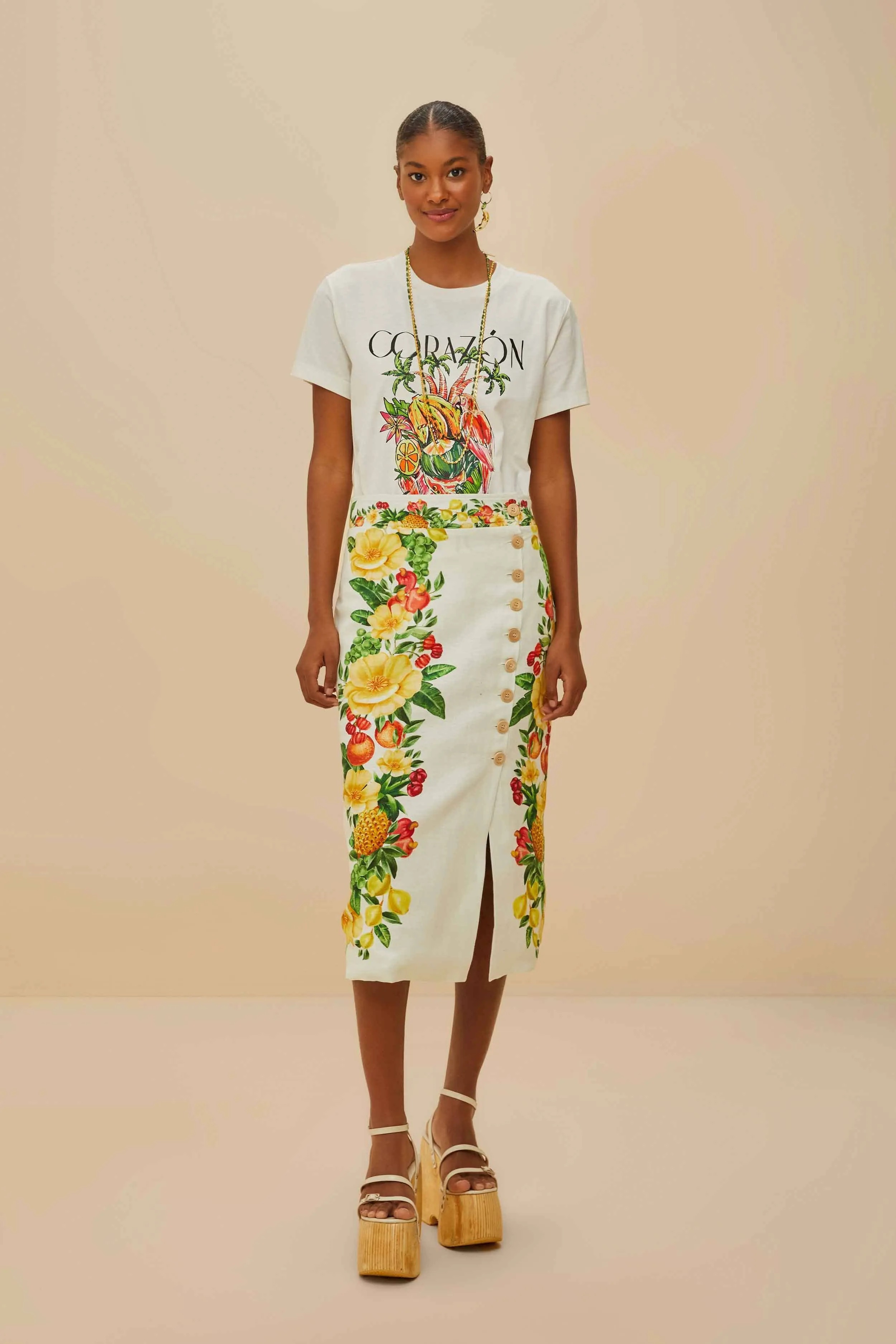 Leisure Wear Off-White Coraz??n Tropical Organic Cotton T-Shirt