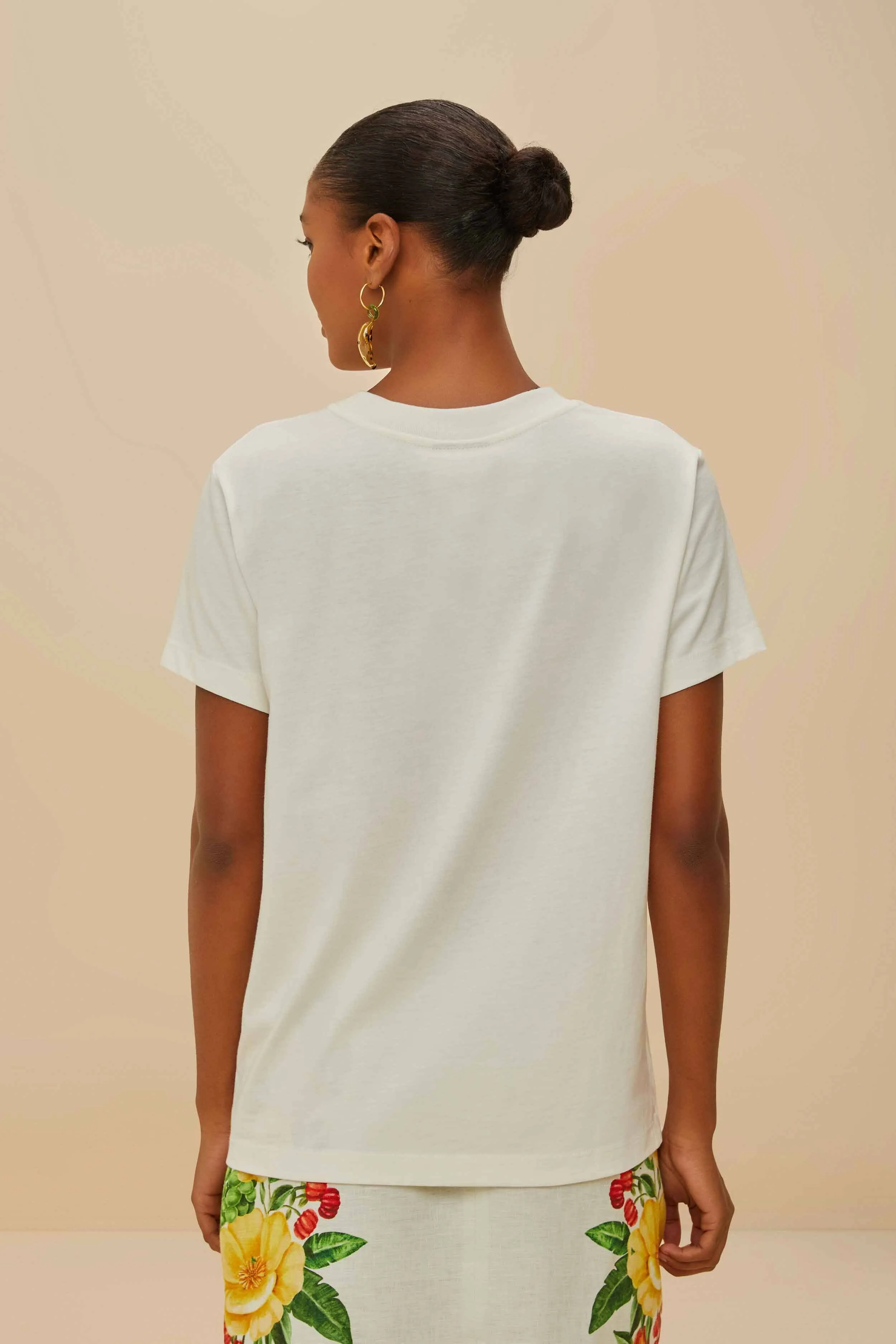 Seasonal Staple Simple Comfort Wear Off-White Coraz??n Tropical Organic Cotton T-Shirt