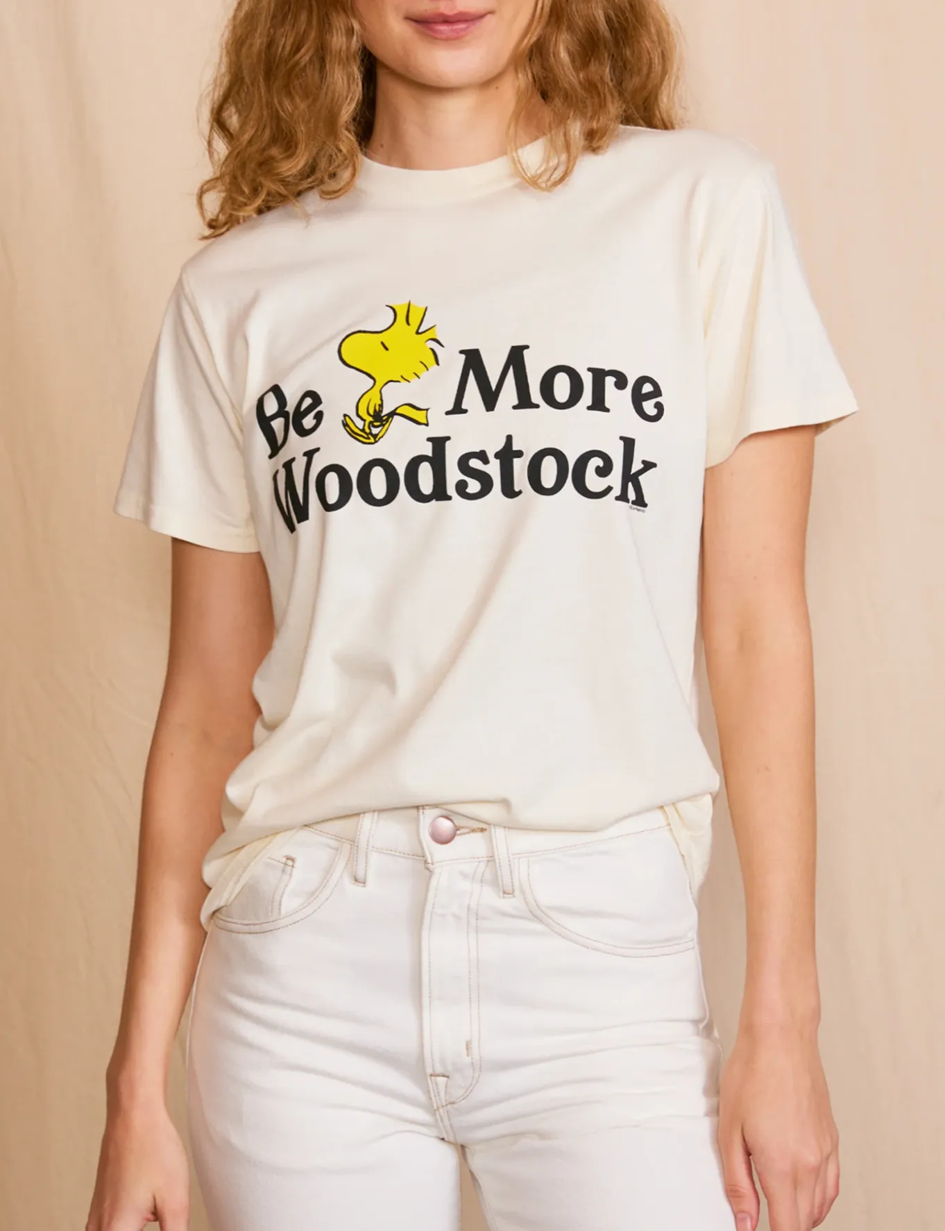 Vintage authenticity Peanuts Be More Woodstock Tee, Ivory