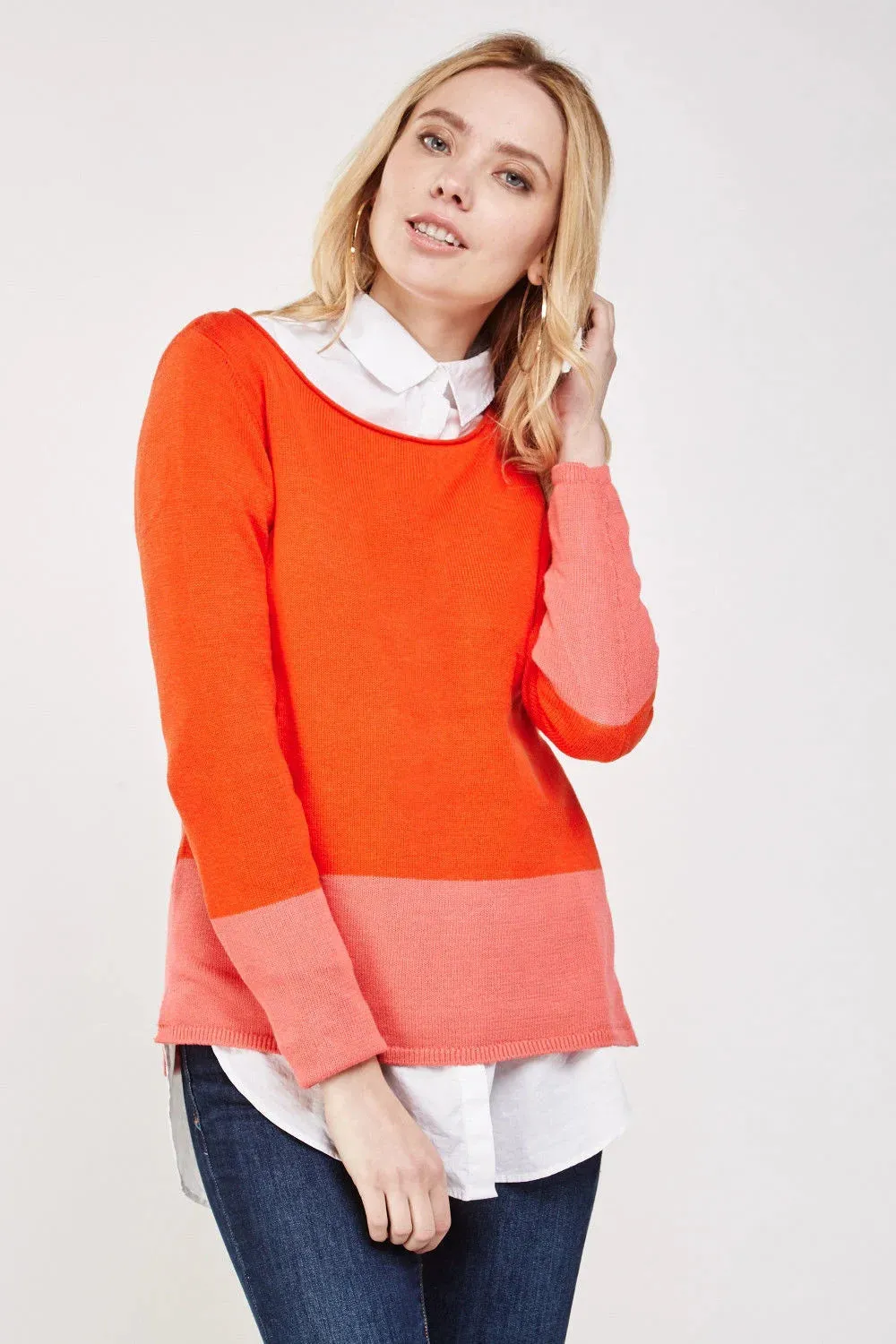 Classic Shape Daily Ready Roll Neck Block Colour Jumper