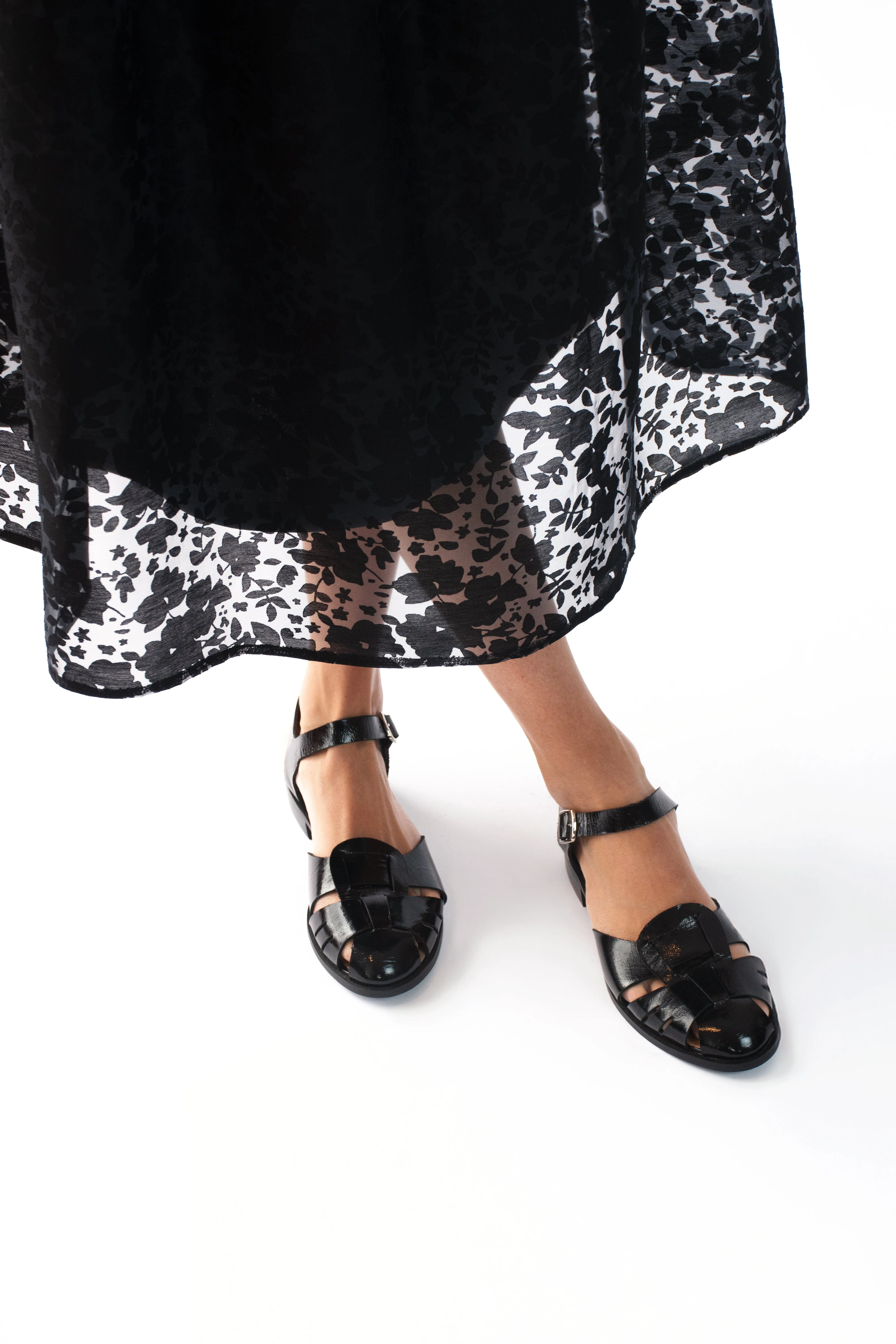 Drop Waist Dress in Organza Slit Detail