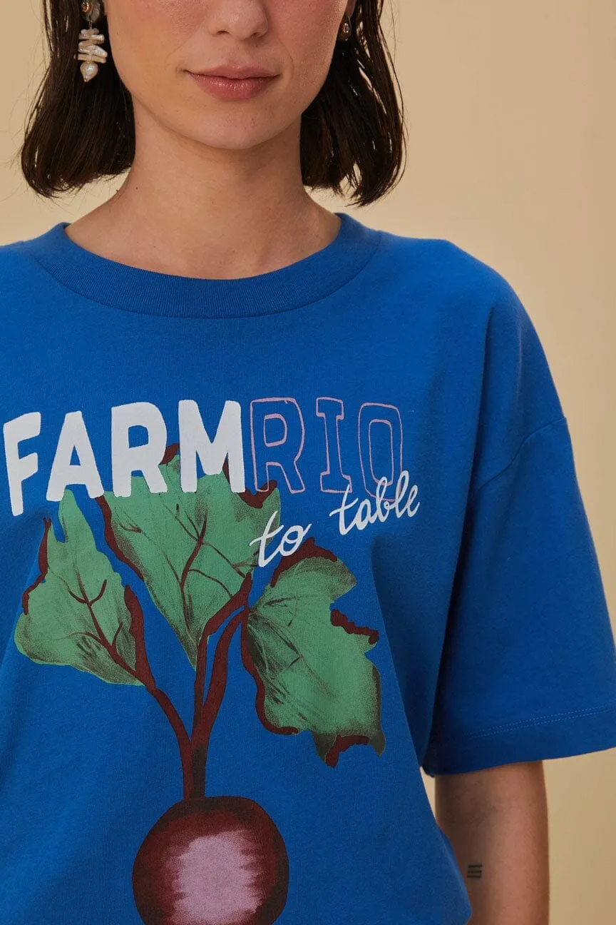 Cozy Comfort Look Blue Beet Farm To Table Organic Cotton T-Shirt