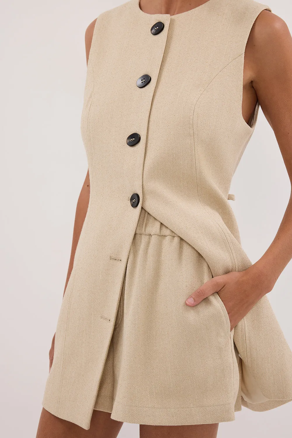 quick dry FRANKIE OAT TWEED ELASTIC SHORT