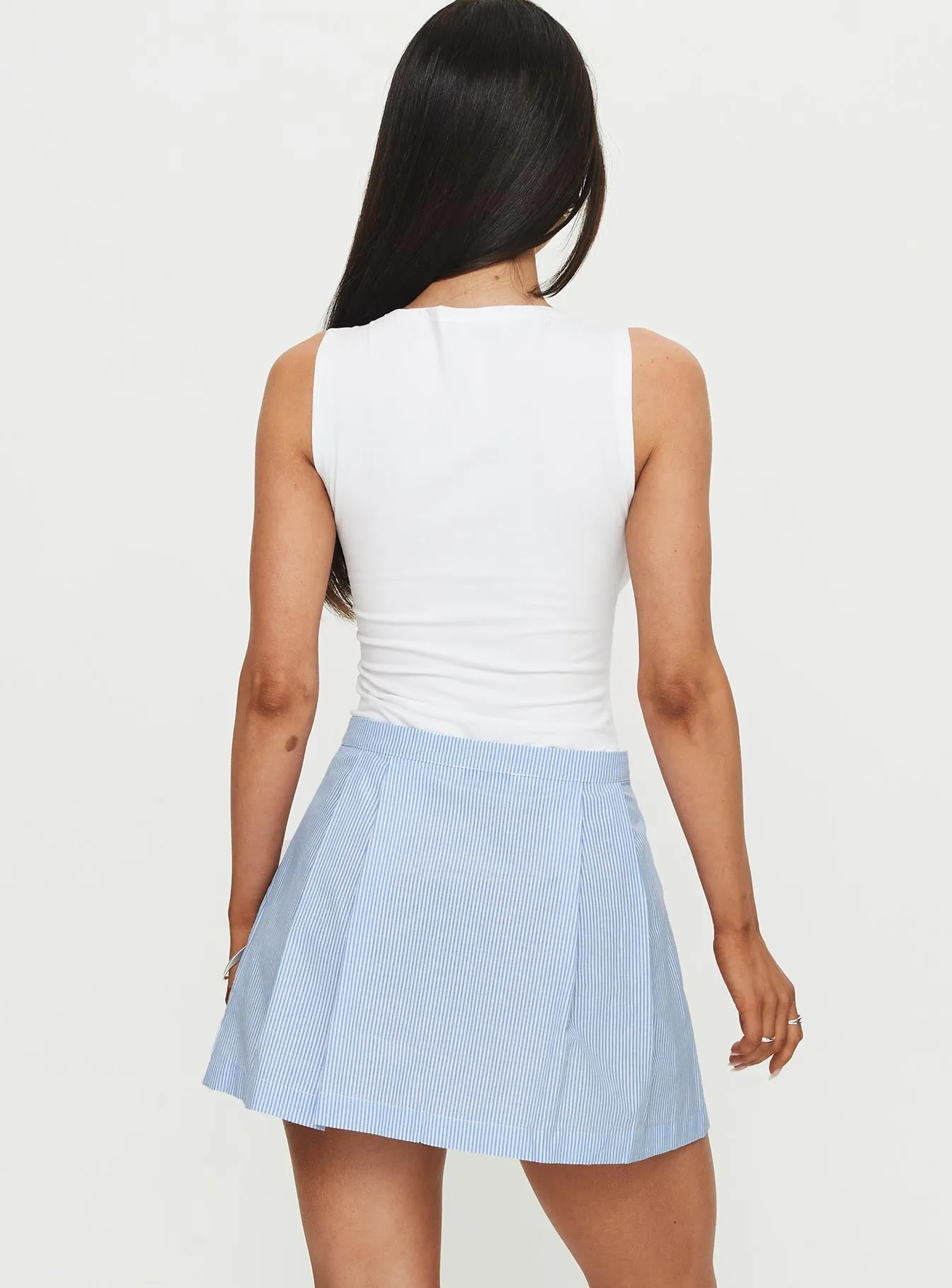 Ginnifer Pleated Mini Skirt Stripe Embossed Detail