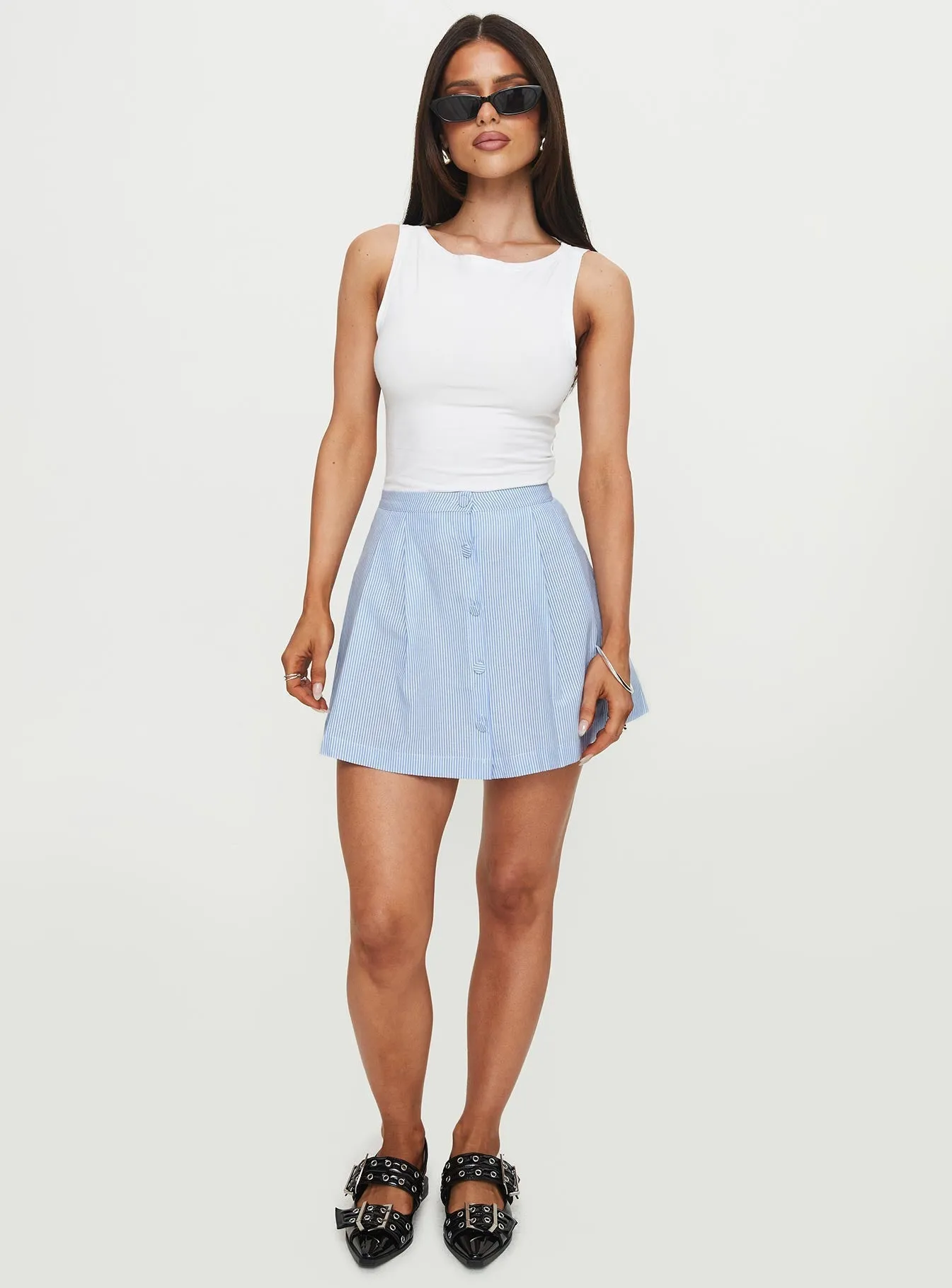 Bold Edge Anti Static Lining Ginnifer Pleated Mini Skirt Stripe