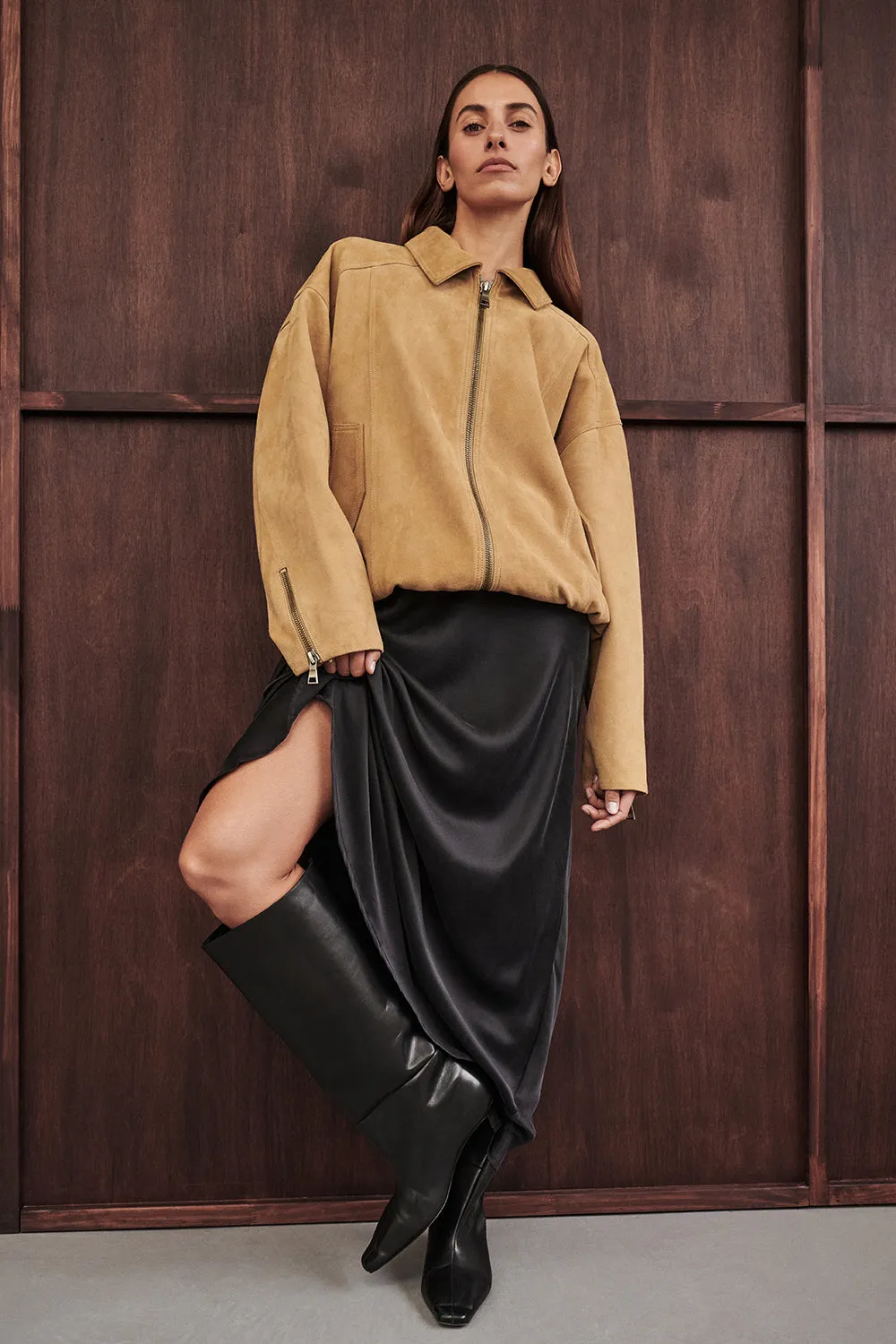 Lightweight Layer Polished Casual DENVER PAMPAS SUEDE LEATHER BOMBER JACKET