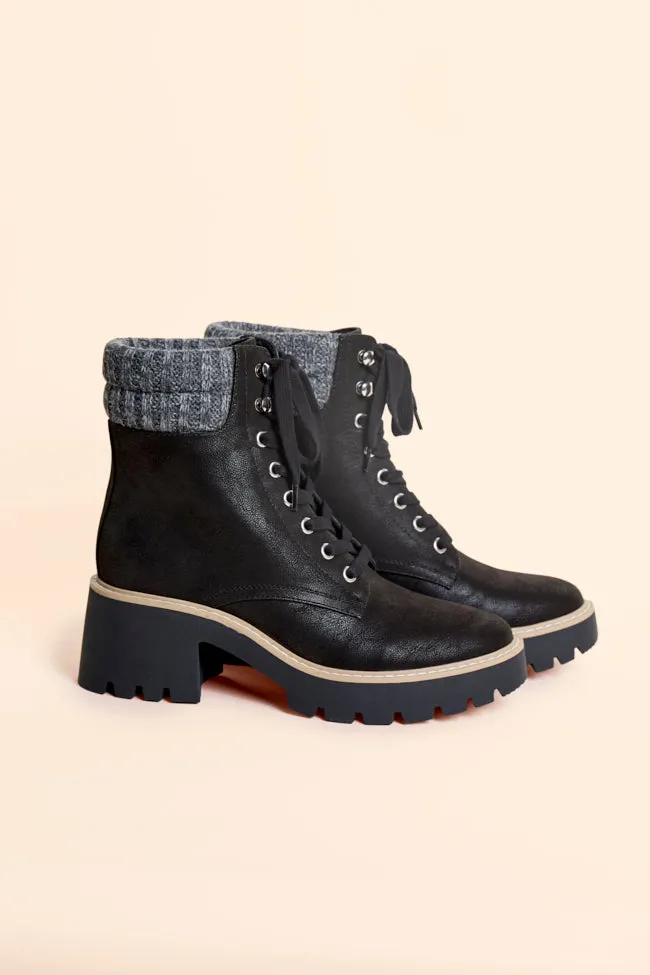 Leather Lining Comfortable Posture Edie Black Combat Boots