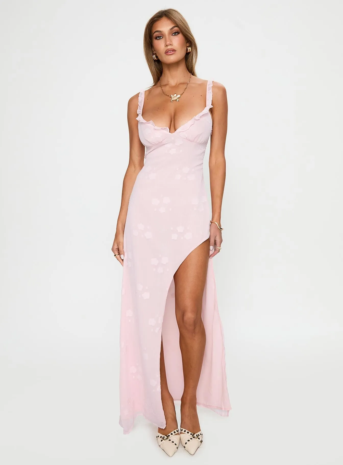 East Of Eden Maxi Dress Pink Delicate Edge Refined Presence