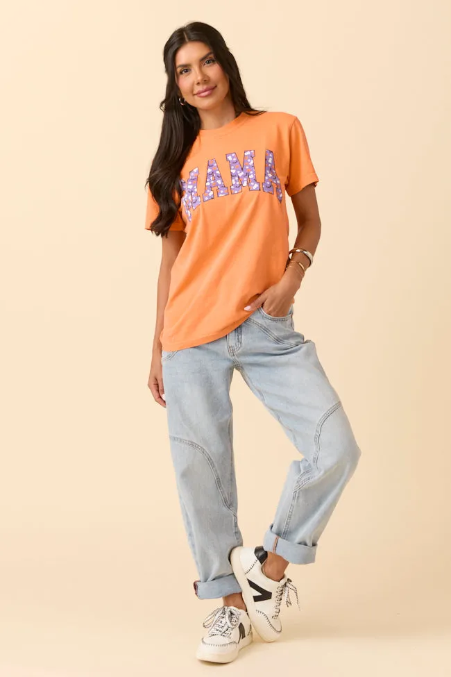 Cozy Apparel Mama Block Purple Halloween Print Burnt Orange Graphic Tee SALE