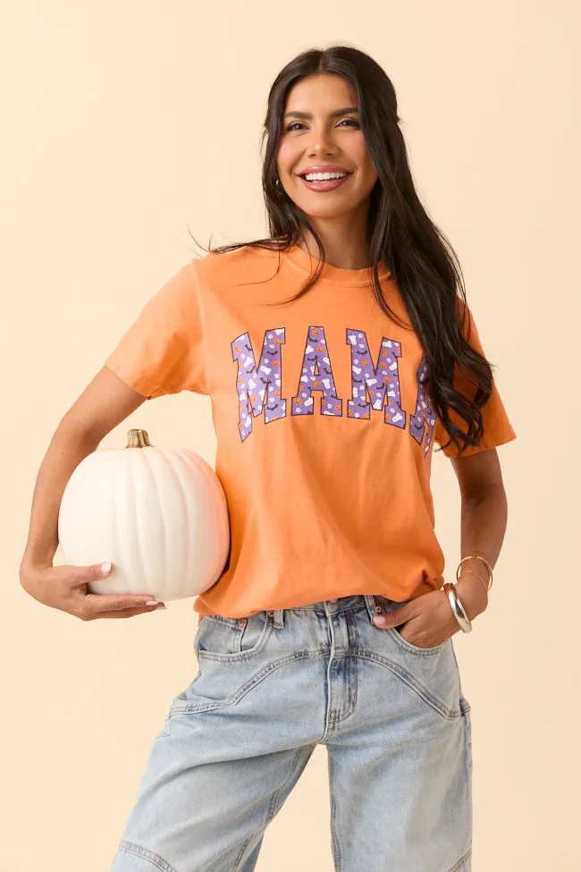 VintageWash Mama Block Purple Halloween Print Burnt Orange Graphic Tee SALE