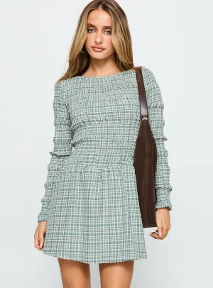 Light and breezy summer dress Autumn Ready Generations Long Sleeve Mini Dress Green Check