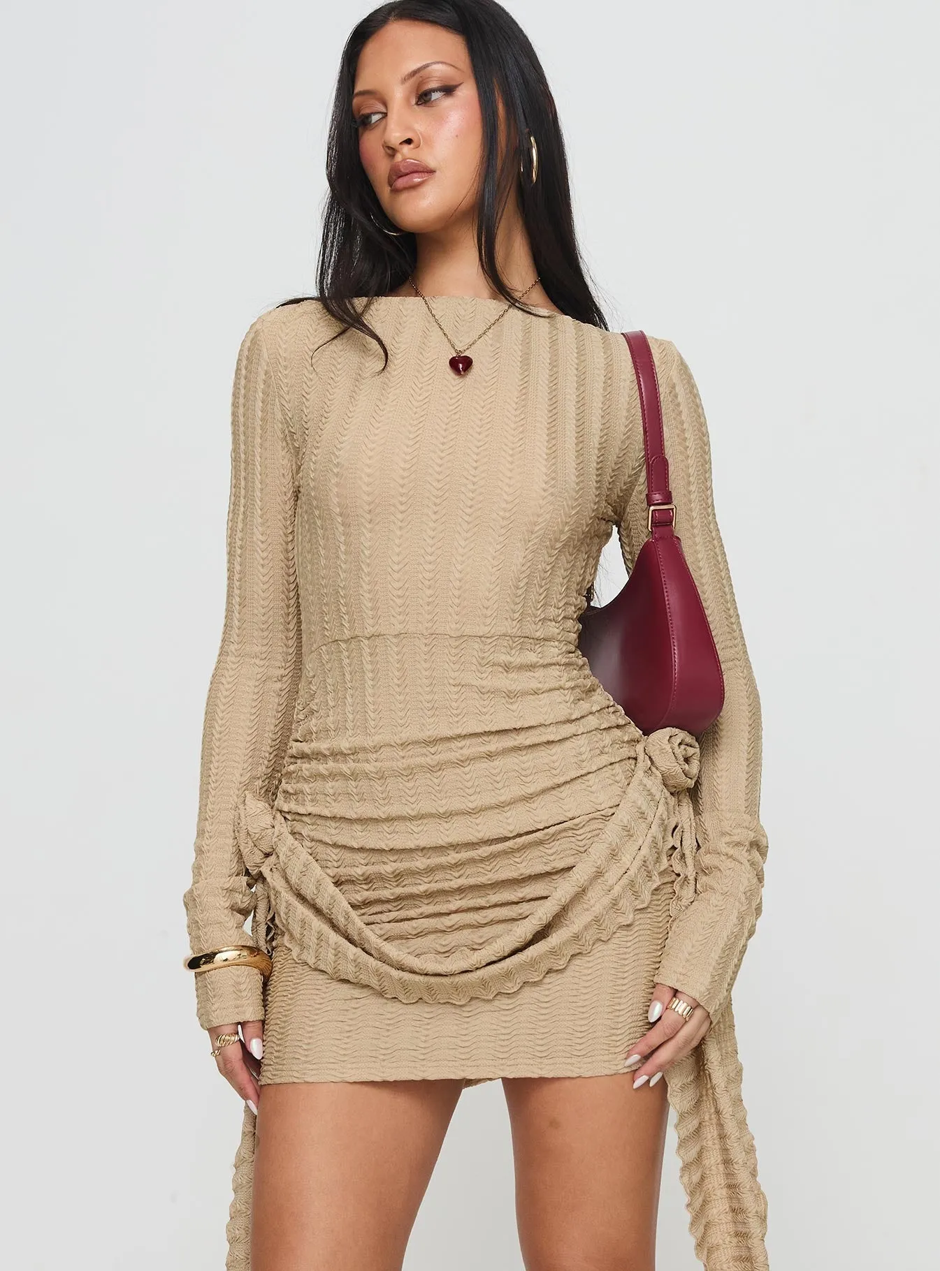 Cool Layers Glory Mini Dress Beige