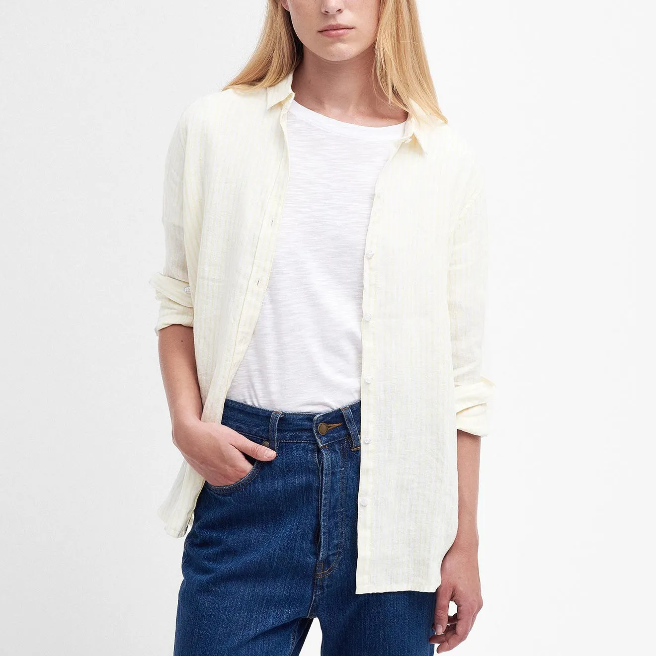 TensionAdjustedWaistband Barbour Womens Marine Relaxed Shirt Lemonade