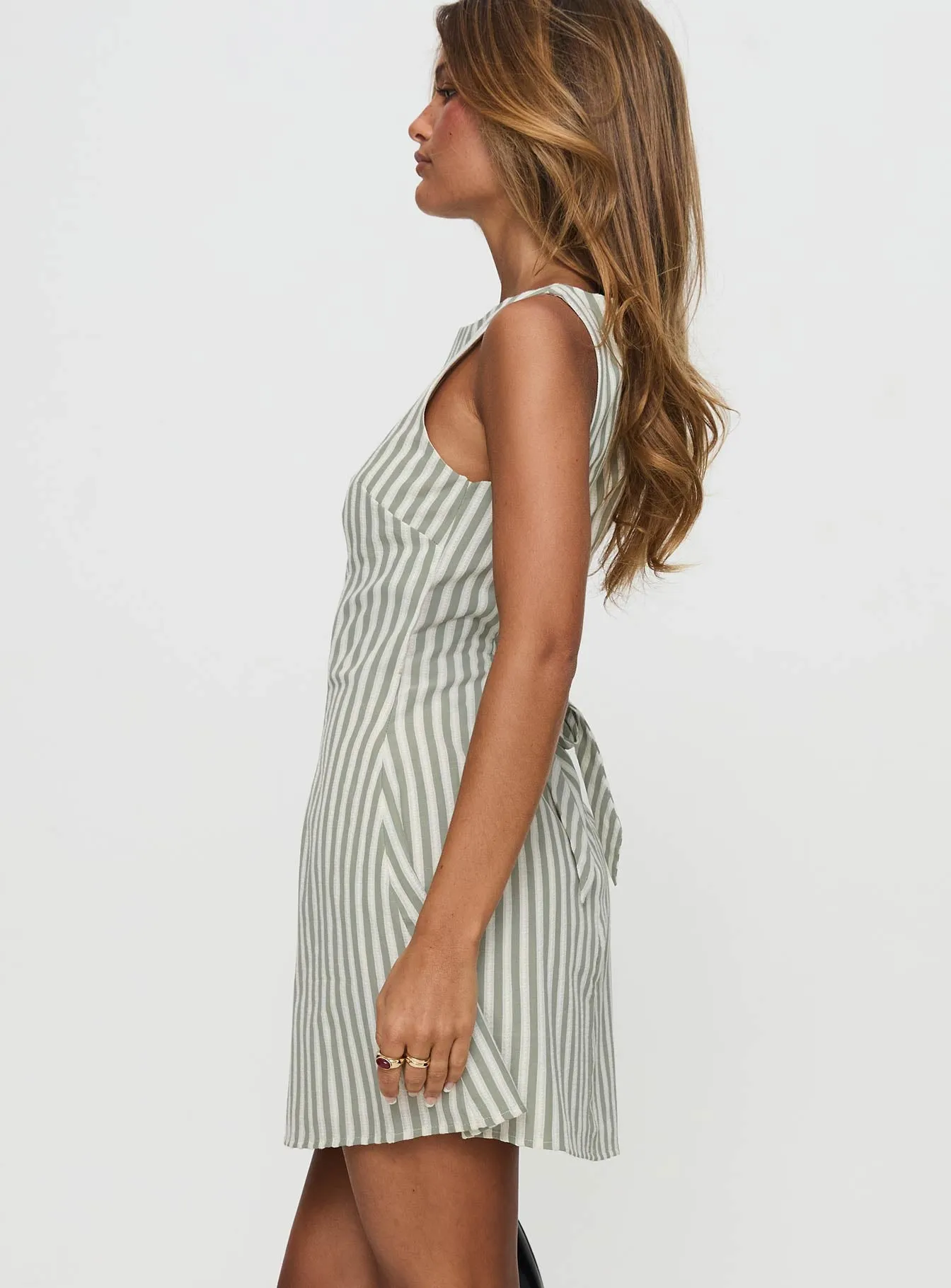 Alfalfa Shift Mini Dress Green Stripe Emerging-Brand