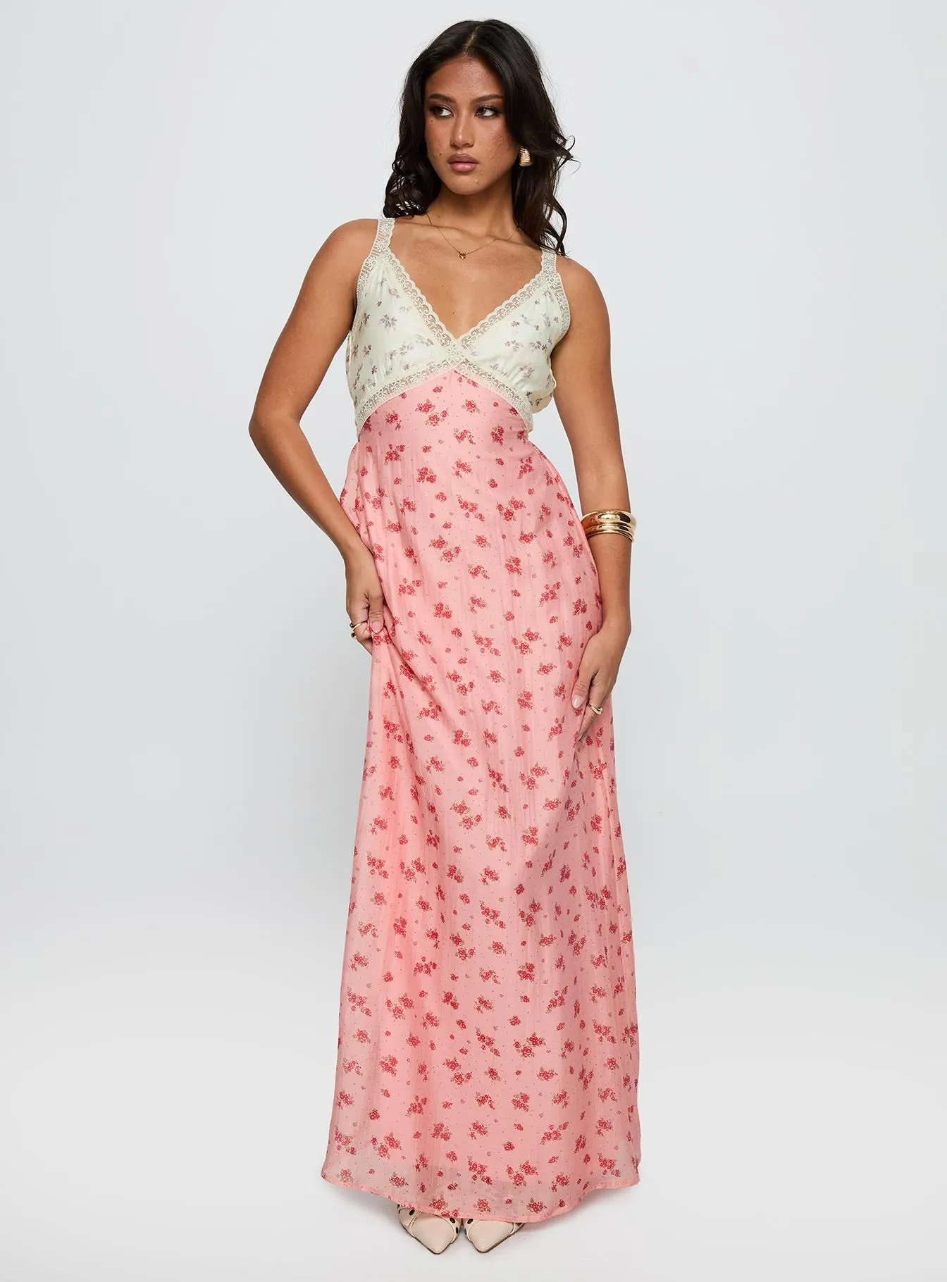 Collared Soft Neutral Elisse Maxi Dress Multi