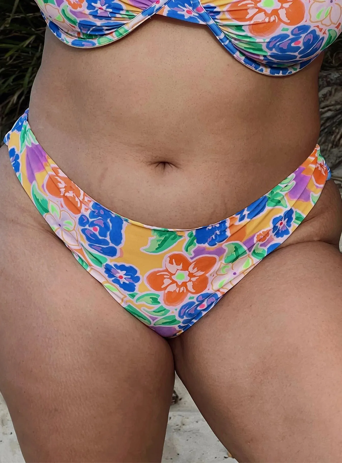 Ellie Bikini Bottoms Multi Floral Curve UV Blocking Layer Holiday Vibes