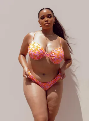 Ellie Bikini Bottoms Orange / Pink Curve Sunny Vibes Shimmer Effect