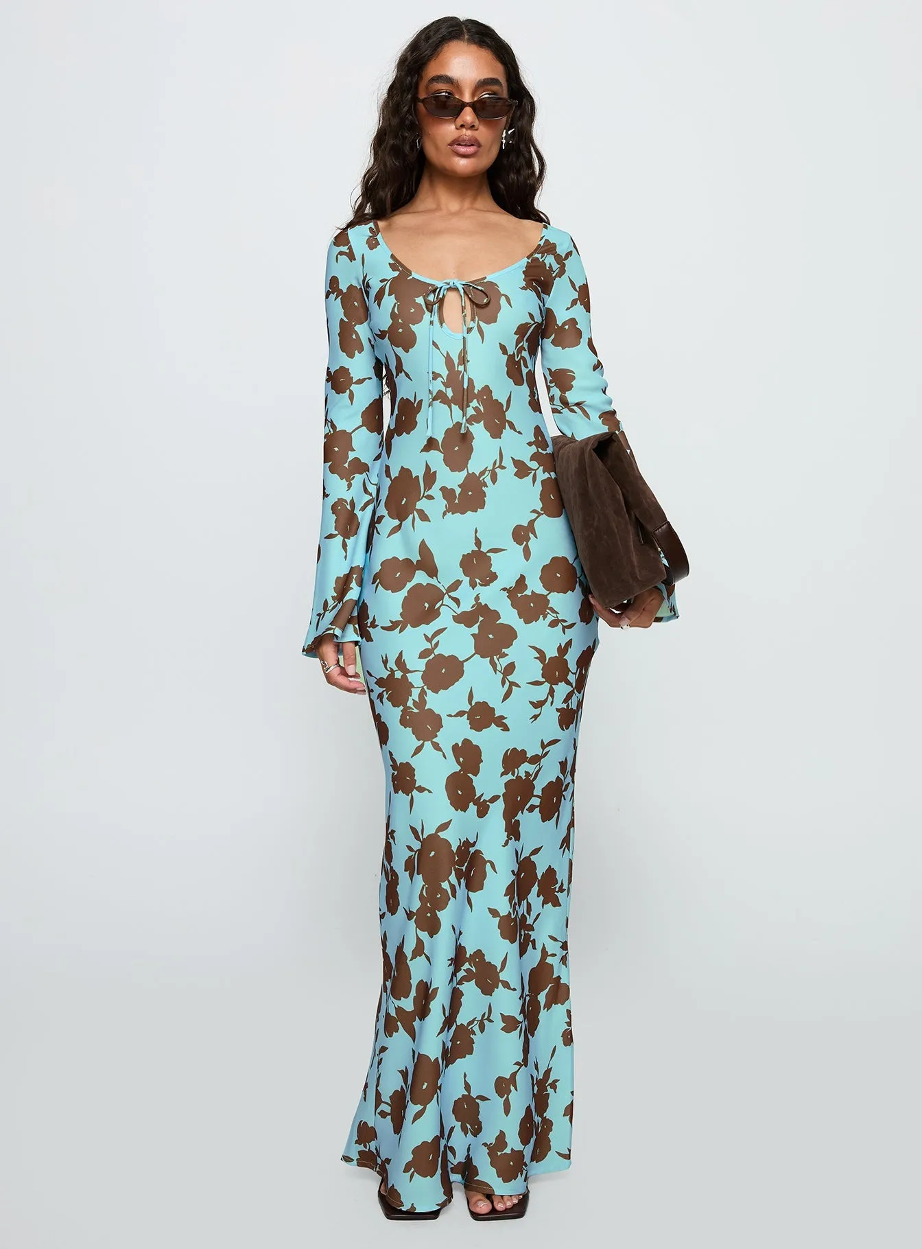 Sophisticated Design All Timewear Elorie Long Sleeve Maxi Dress Blue / Brown