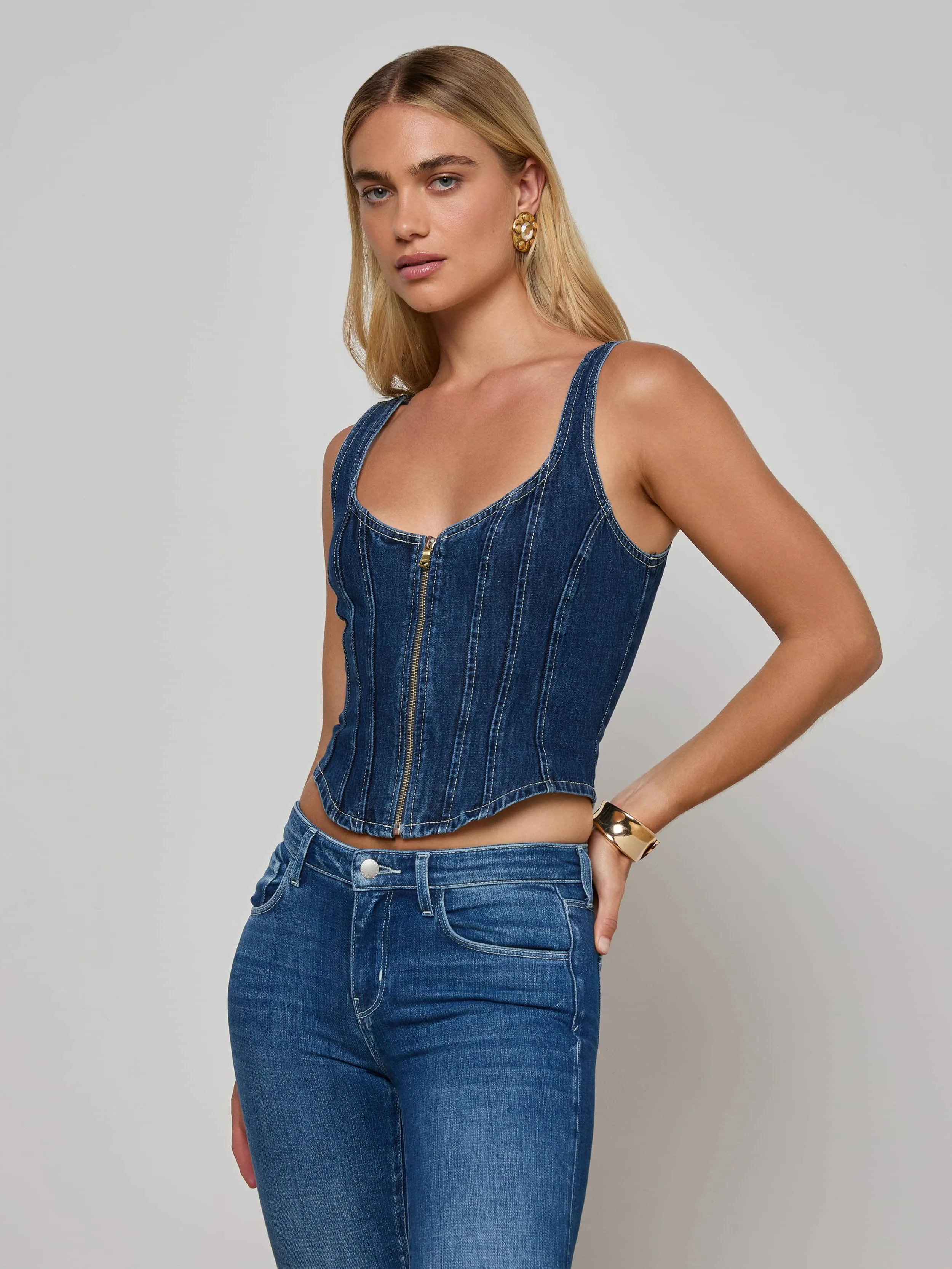 WrinkleFreeFabric Event Vibe Elysia Zip Corset Tank