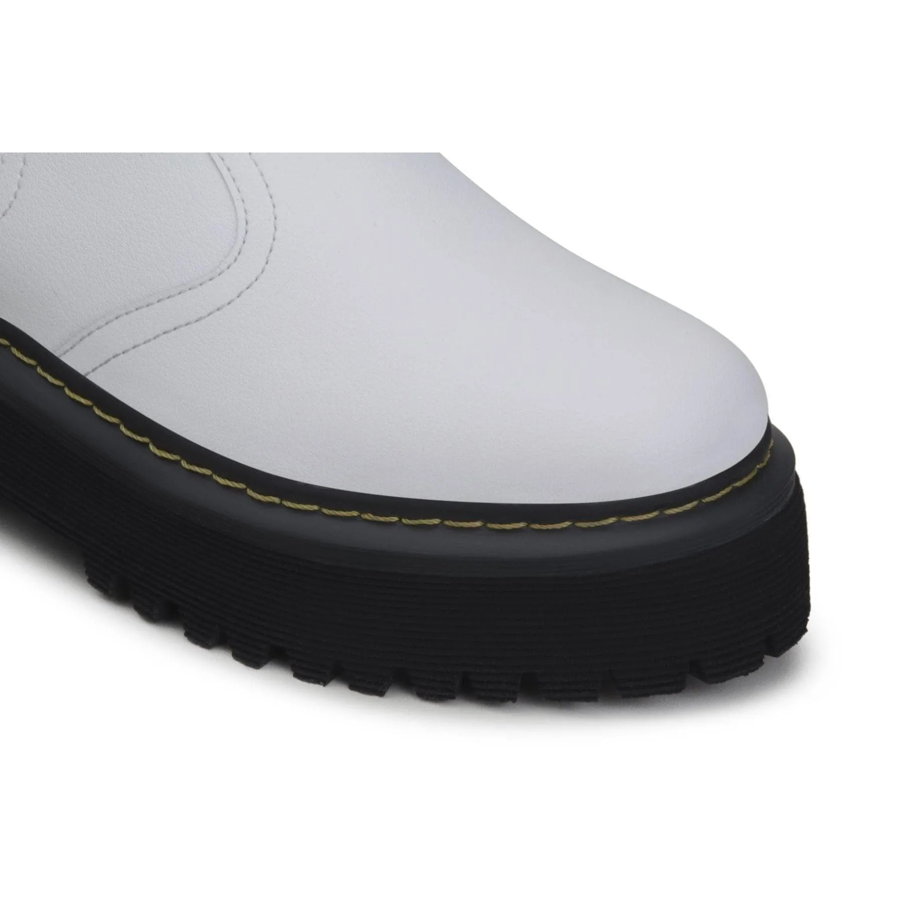 'Emma' white vegan-leather chelsea boot with stacked sole by Zette Shoes CushionedSole