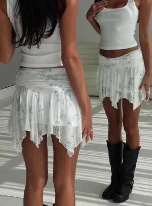 Emmaretta Asymmetrical Mini Skirt Multi Floral Durable Hem