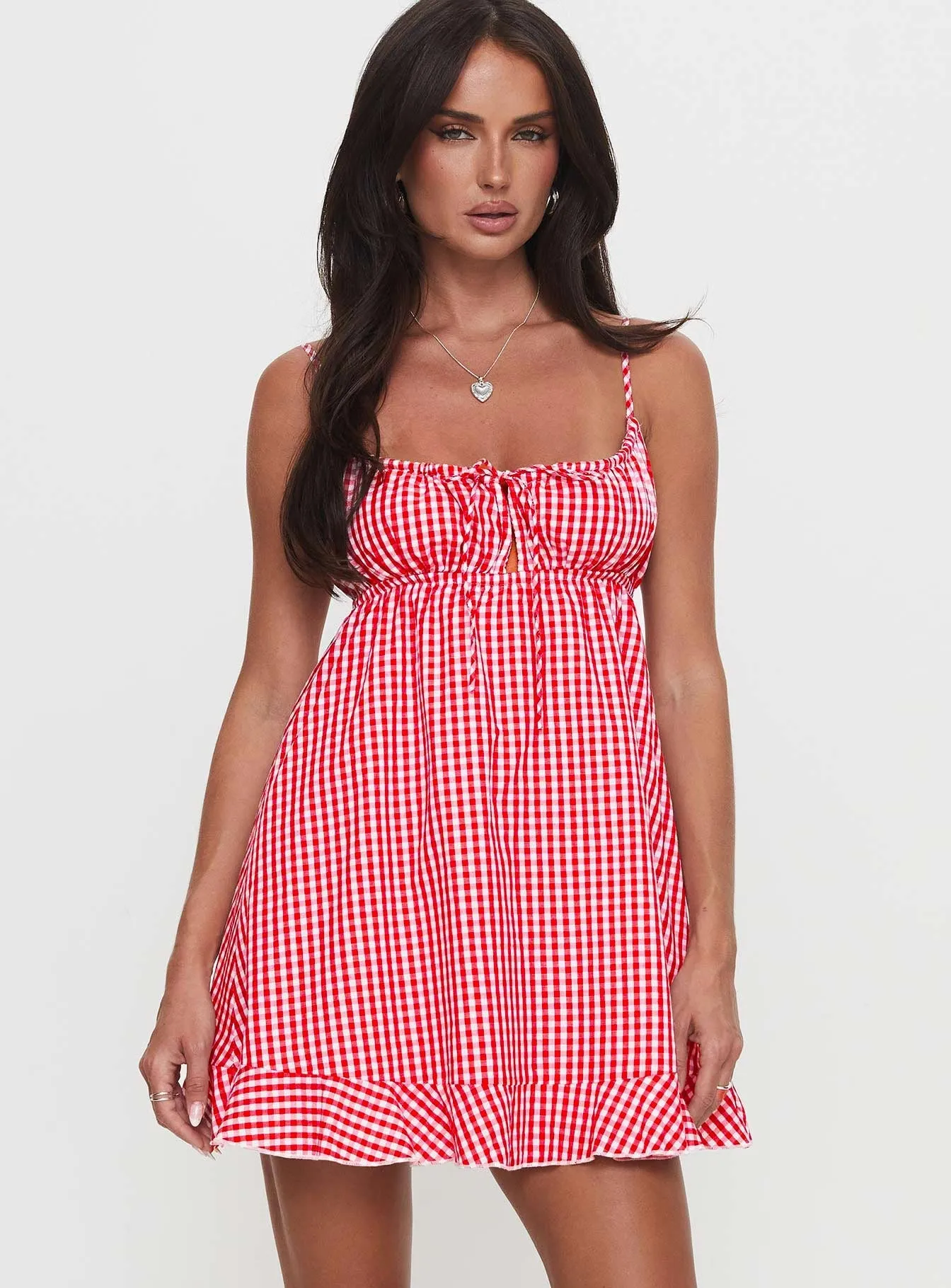 Empress Of Love Mini Dress Red Gingham Calm Flow