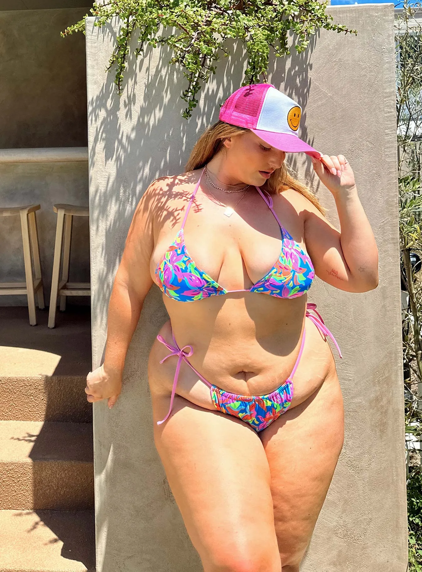 Jenner Tie Side Ruched Bikini Bottoms Multi Tropical Curve Anti Pilling Summer Fun