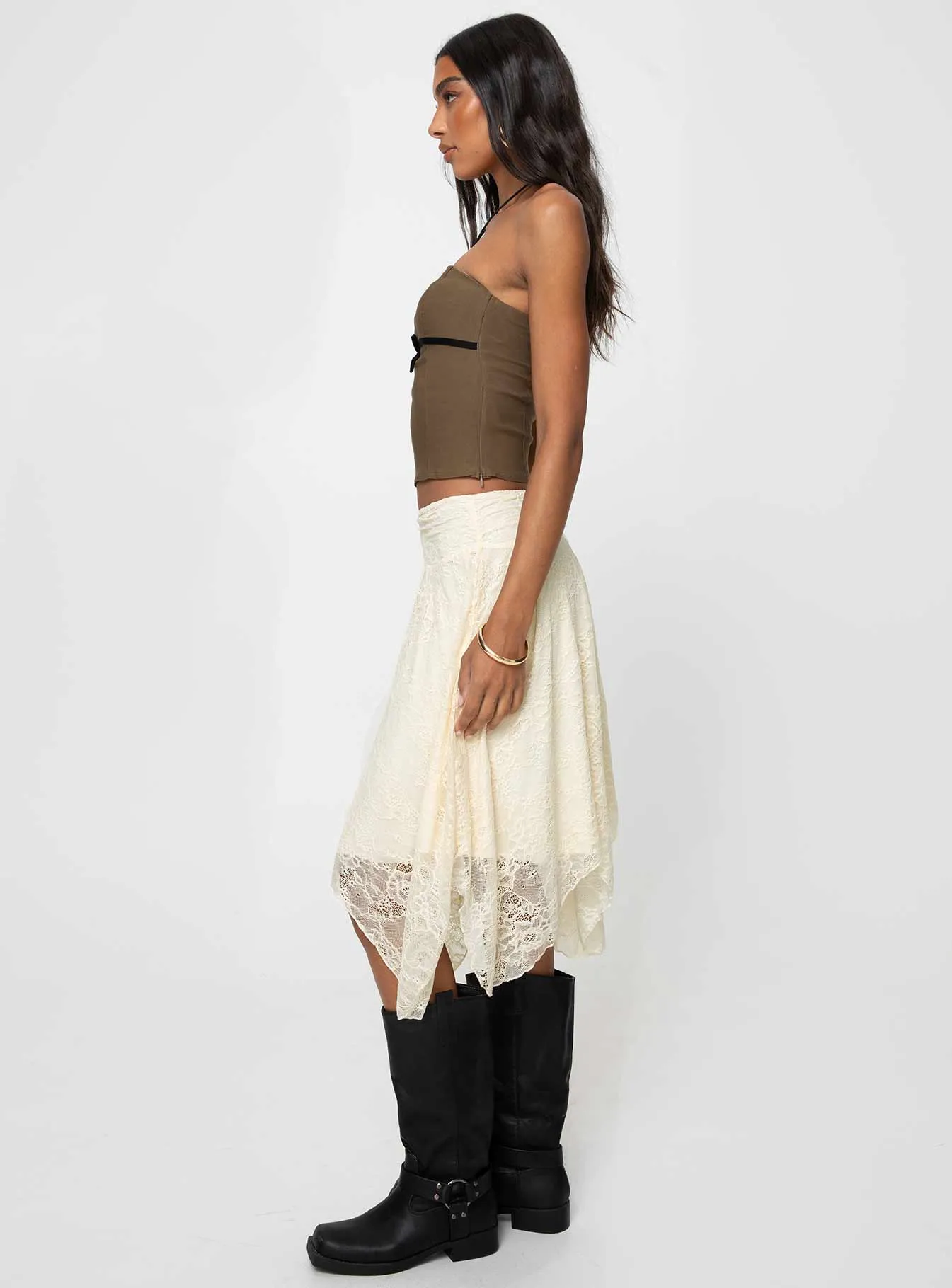 Crisp Finish Enslee Midi Skirt Cream