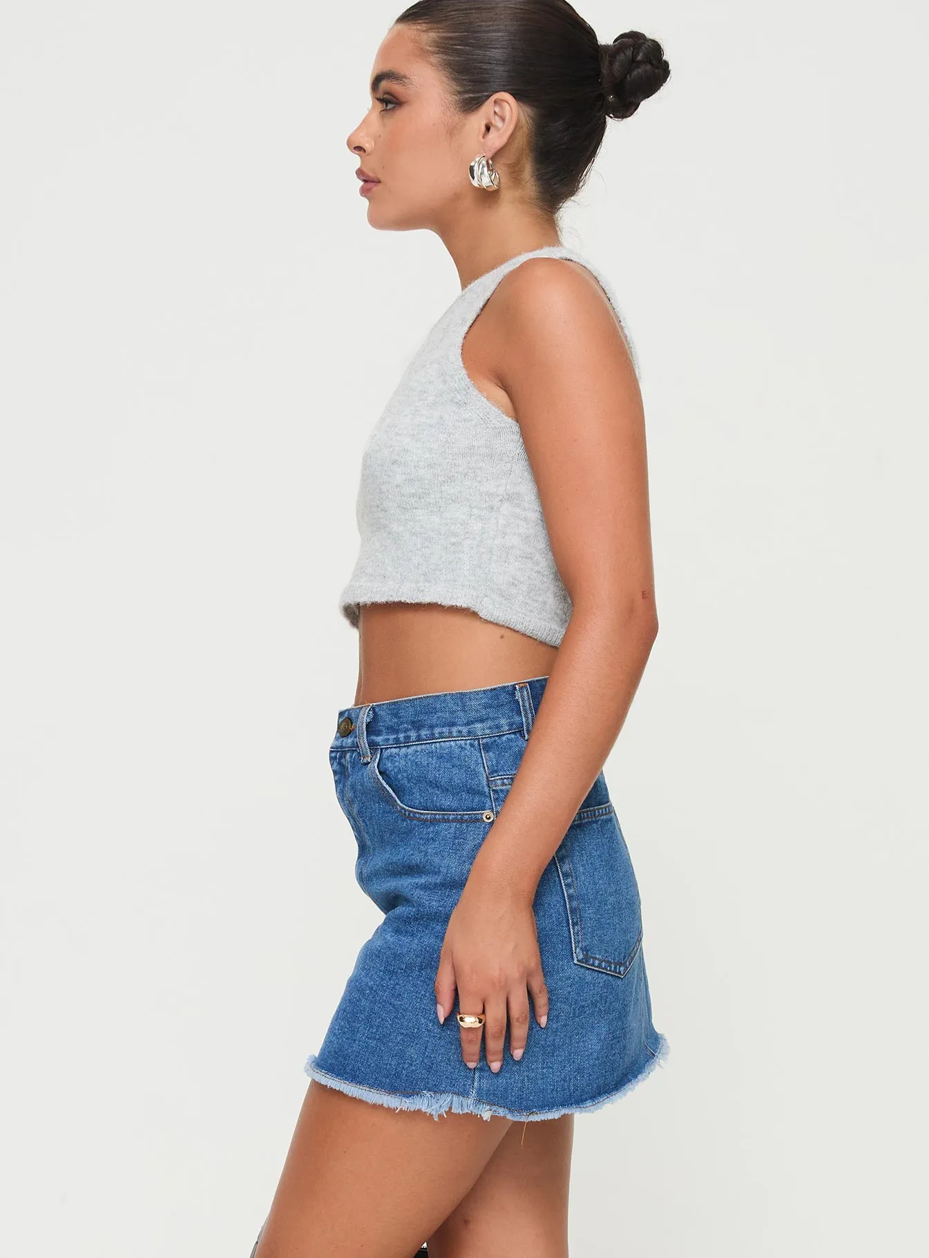 Eren Denim Mini Skirt Mid Wash Light Wear Day Ready