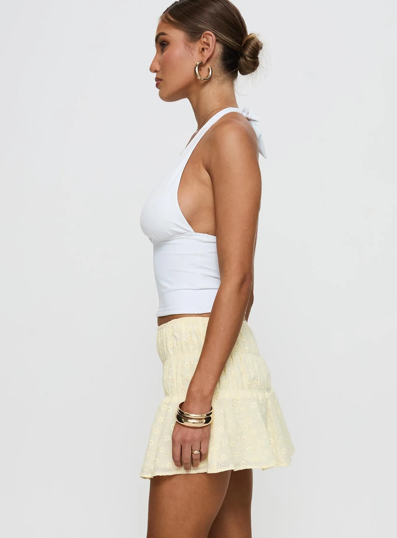 Simple looks Esmee Shirred Mini Skirt Yellow