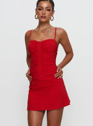 Besotted Ruched Mini Dress Red Year Round Lounge Mode