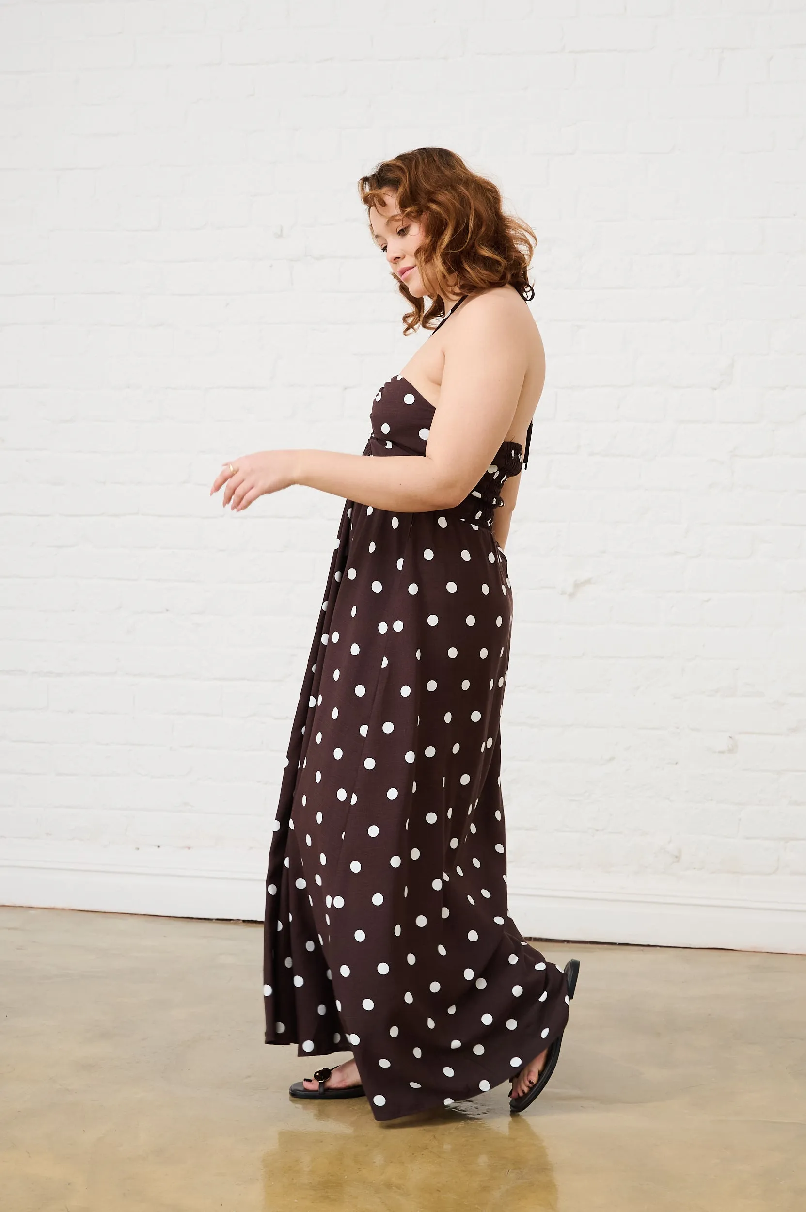 Eva Dress in Choc Spot Timeless Energy Elastic Fit