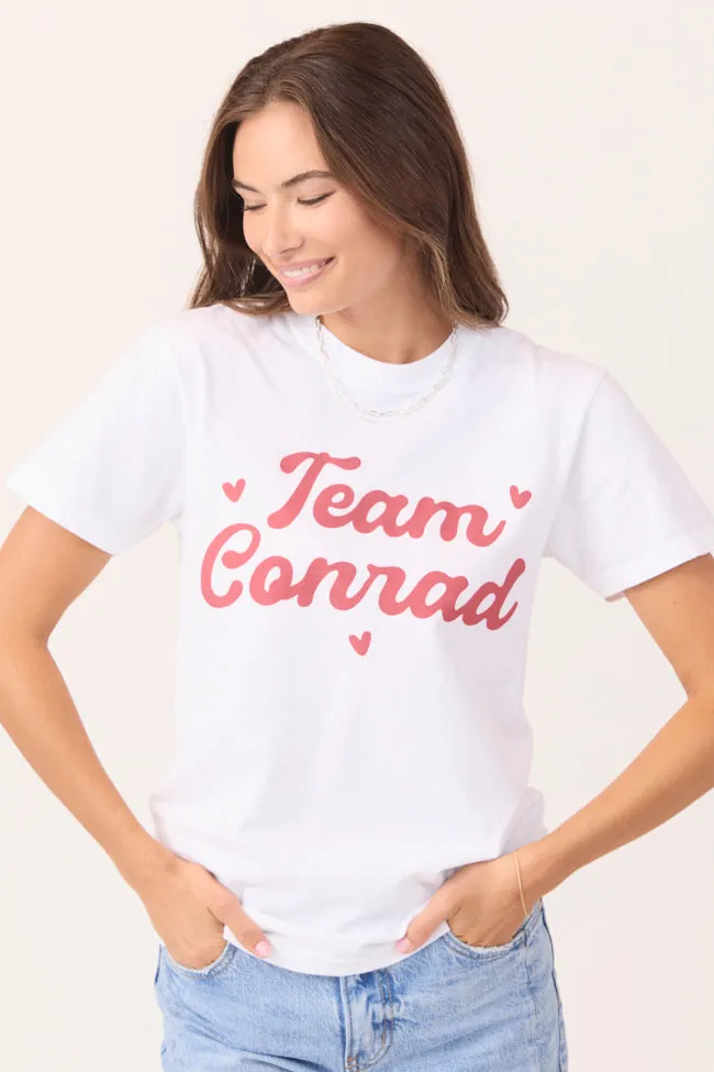 Printed uniqueness Quick Release Hem Team Conrad White Graphic Tee