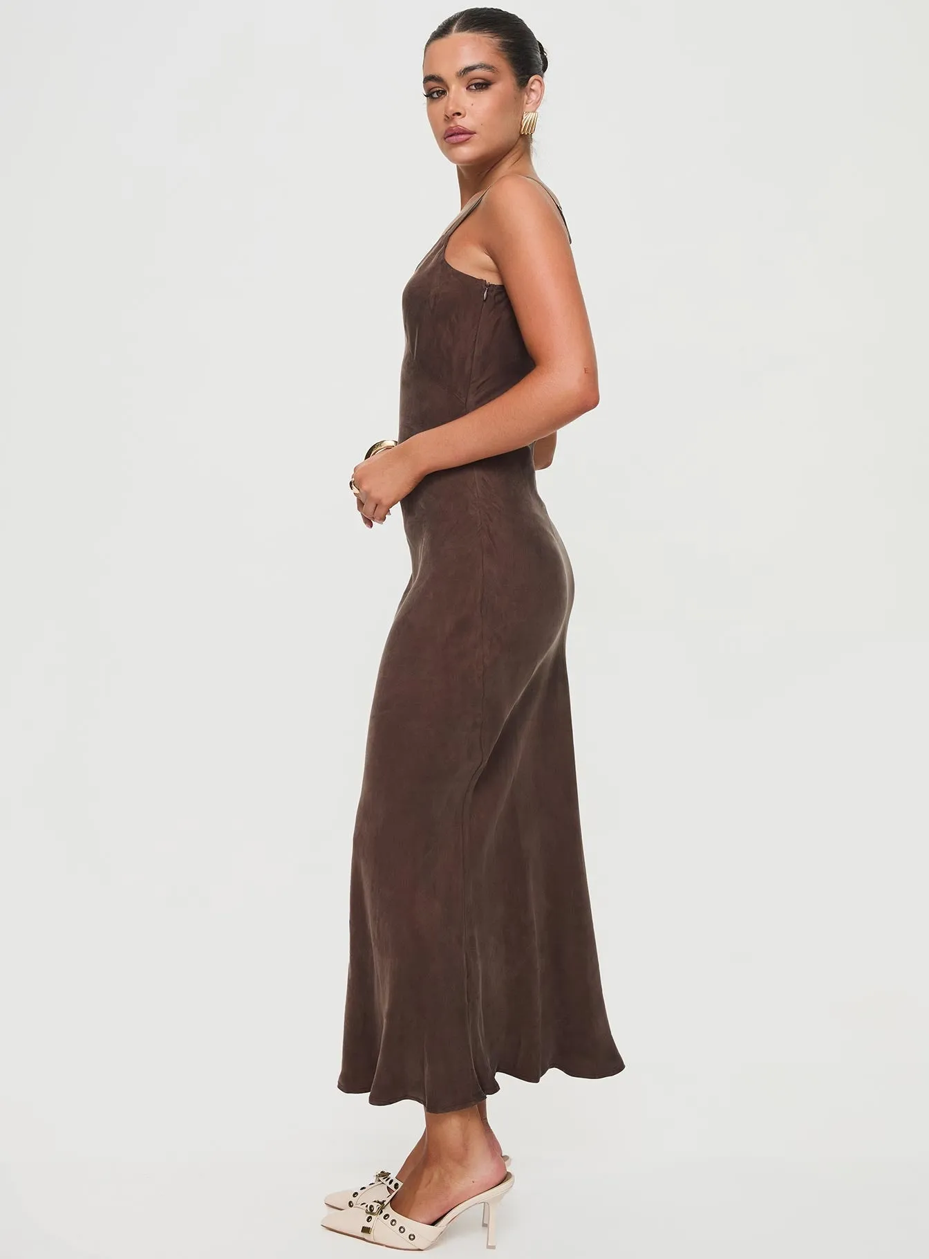 Laurette Maxi Dress Brown Petite Sophisticated Style Calm Shine