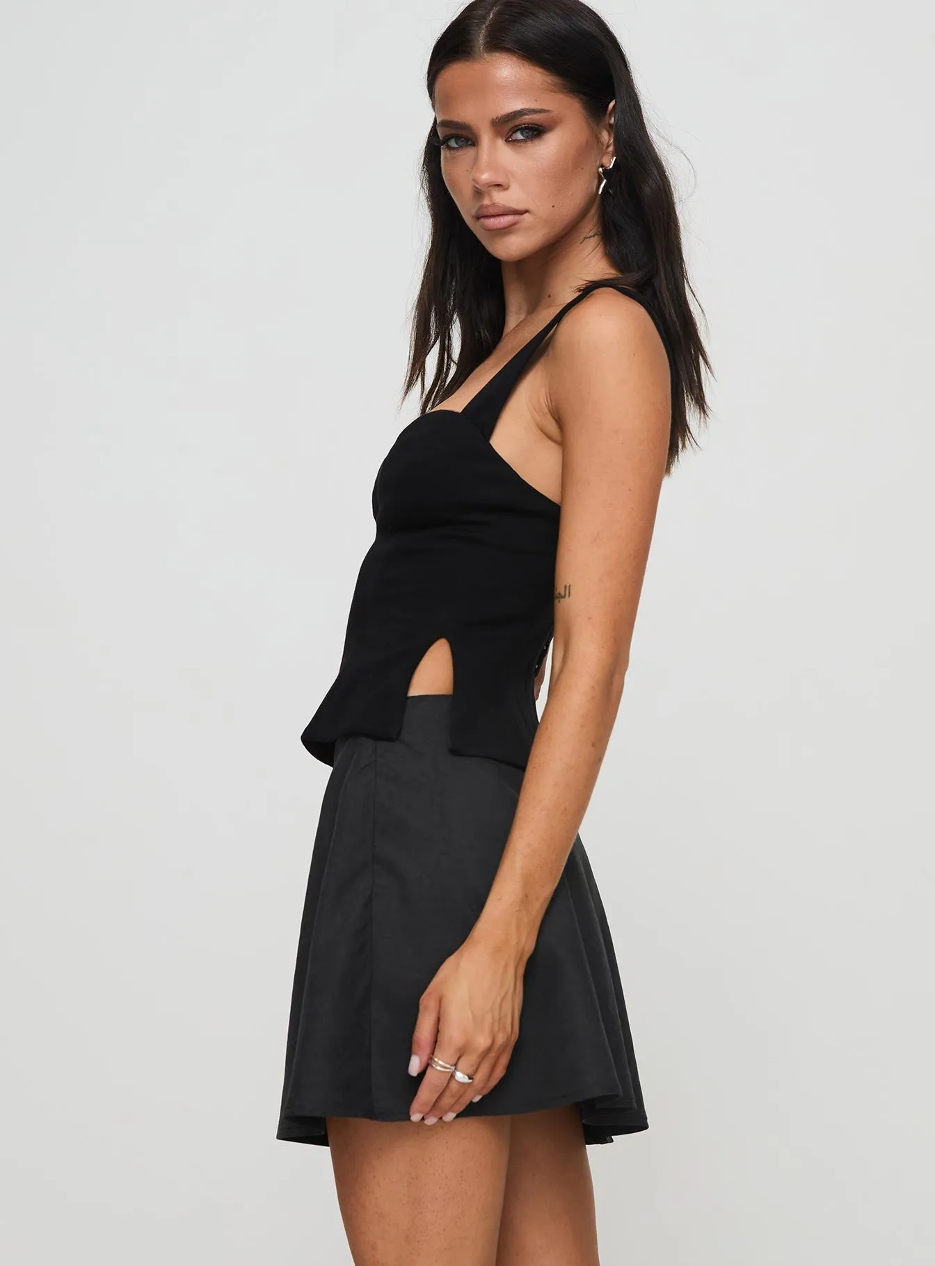 Minimalist Style Dapple Bias Mini Skirt Black