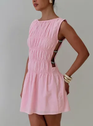 Evony Shirred Mini Dress Pink Balanced Tones Breezy Mood
