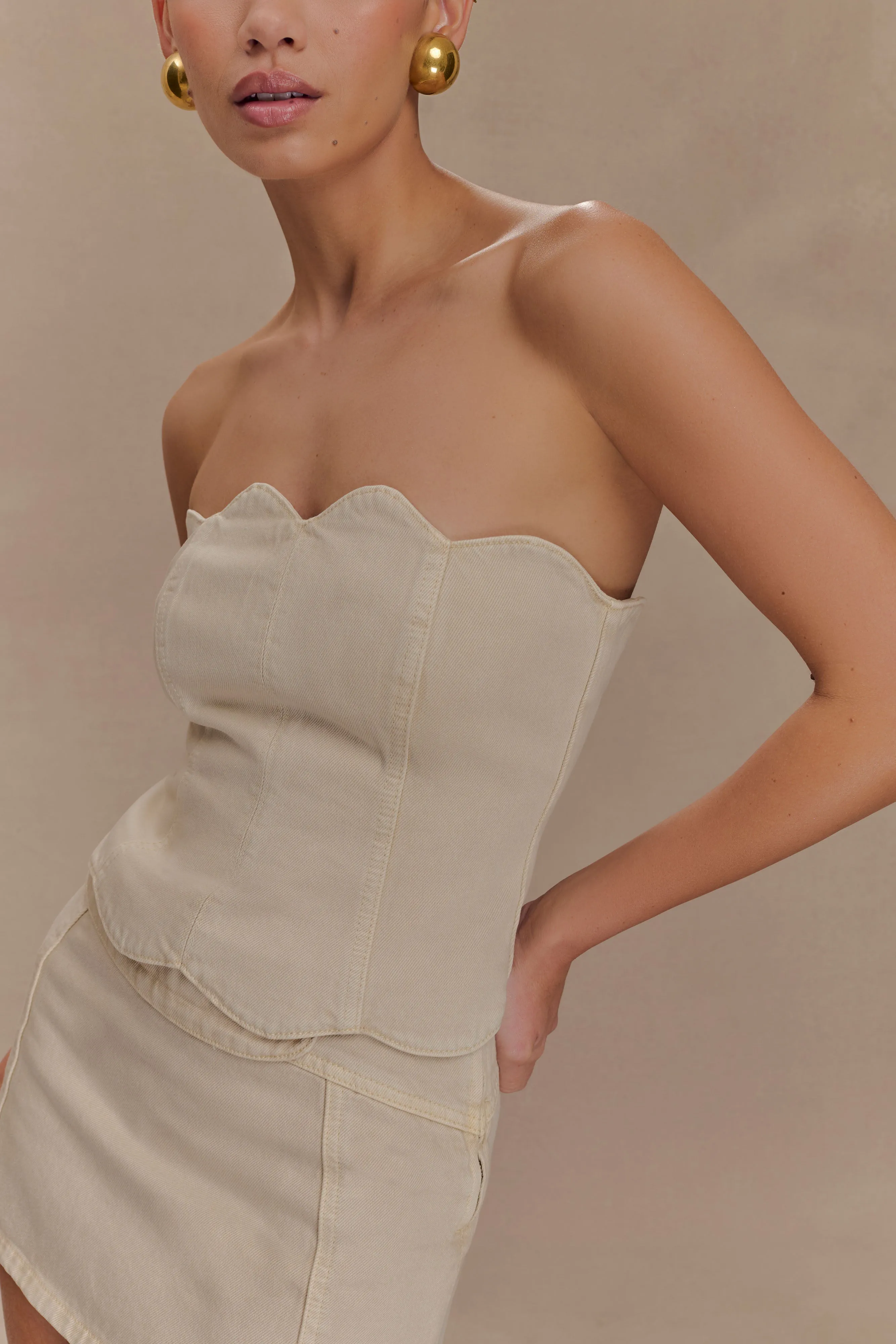 Cool Weather Wide-leg cut Fallon Denim Micro Mini Skort - Stone Wash