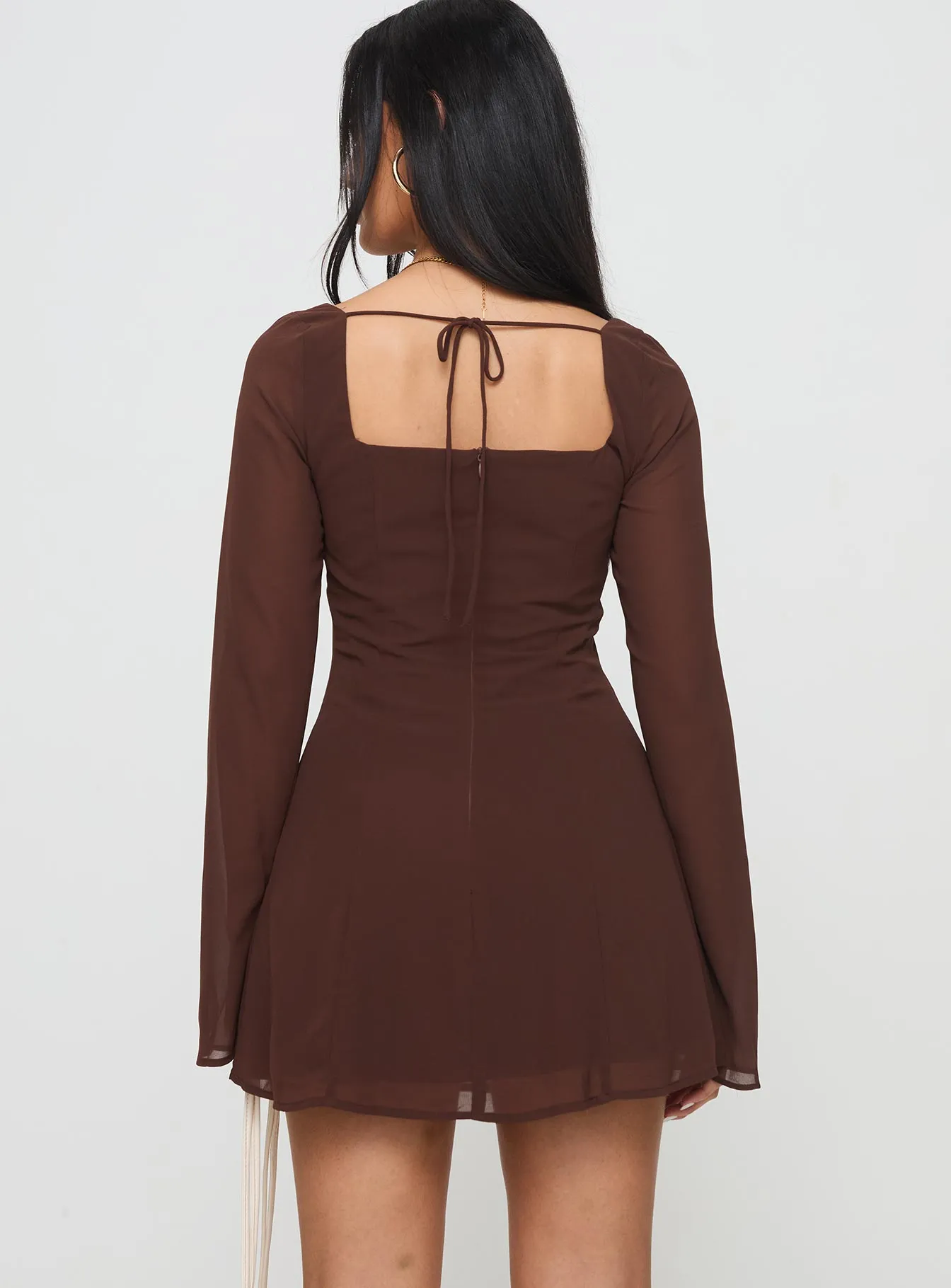 Valentin Long Sleeve Mini Dress Chocolate Perfect Look