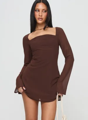 Valentin Long Sleeve Mini Dress Chocolate Light Blend