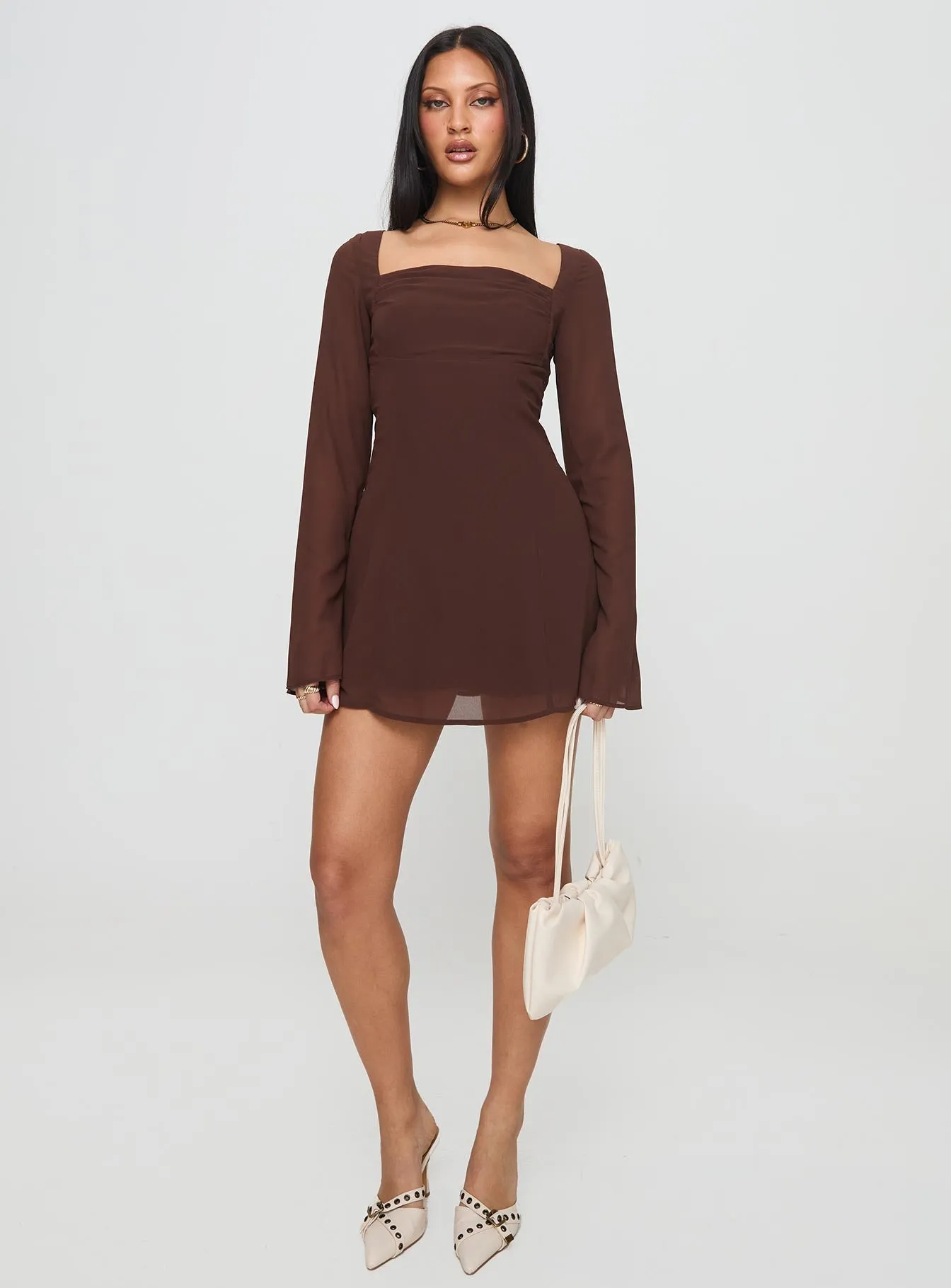 Valentin Long Sleeve Mini Dress Chocolate Simple Spirit Soft Touch