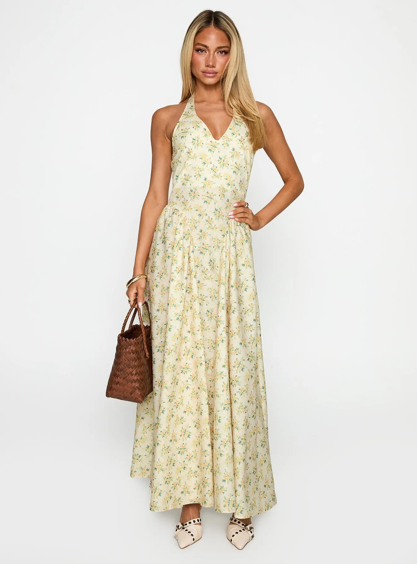 Monte Carlo Halter Maxi Dress Yellow Minimal Motion