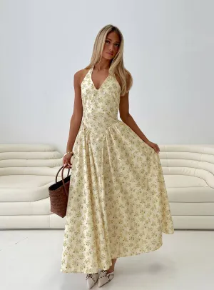 Perfect Fit Monte Carlo Halter Maxi Dress Yellow
