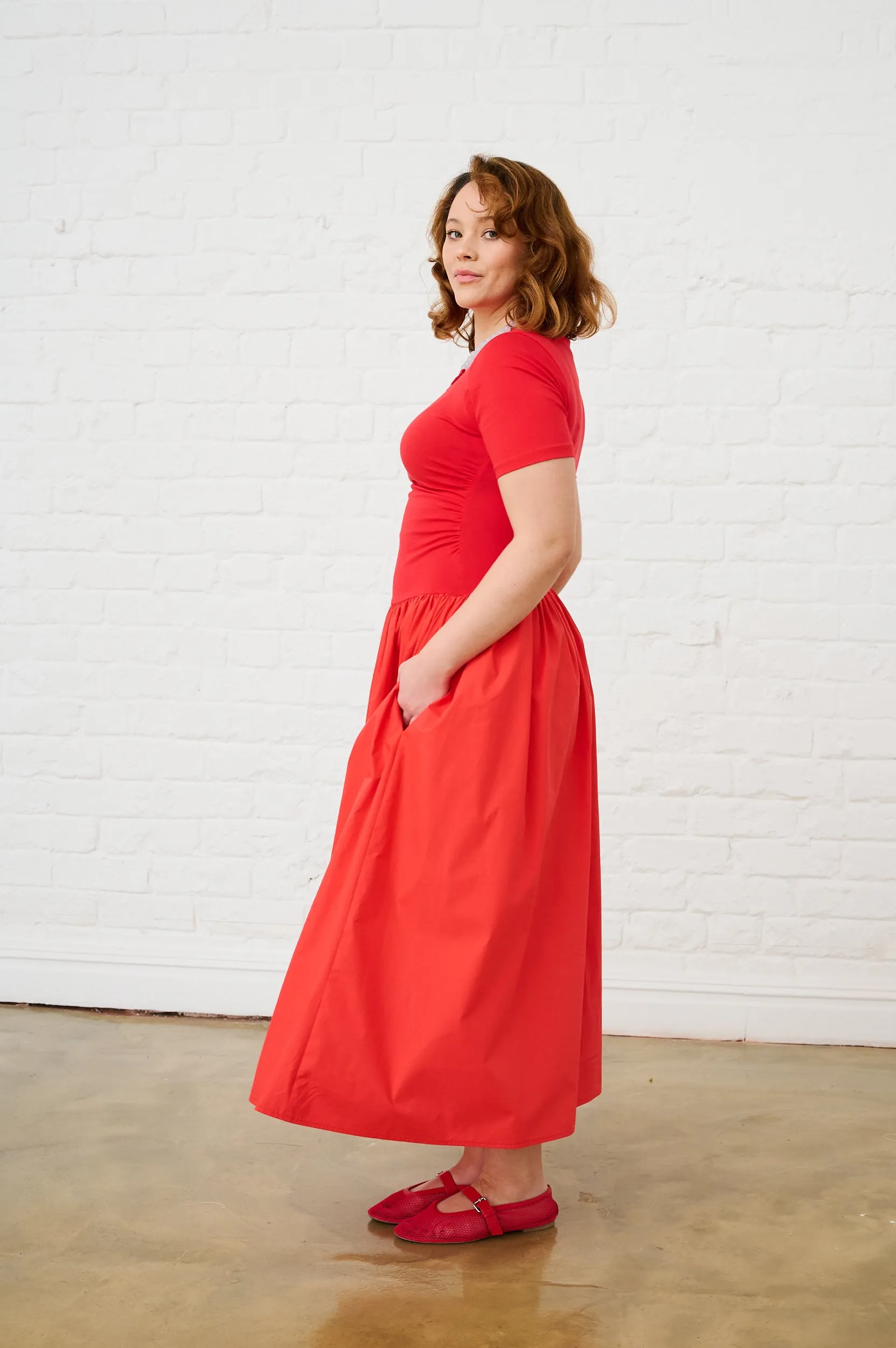 The Everyday Combo Dress in Coral Breathable Comfort Wear Elastic-Cuff