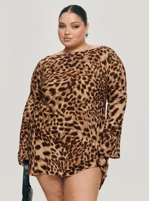Halo Bias Mini Dress Leopard Curve Pleated-Texture Light Outfit
